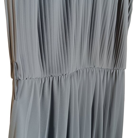 Max Mara Kiss Pleated Jersey Midi Dress Light Blue Gray Size 14 NWT Missing Belt - Picture 5 of 11